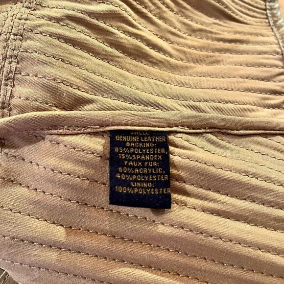 IMAN Leather and Faux Fur Collar Jacket Stripe Brown Women's Small (F-142) - Picture 8 of 8